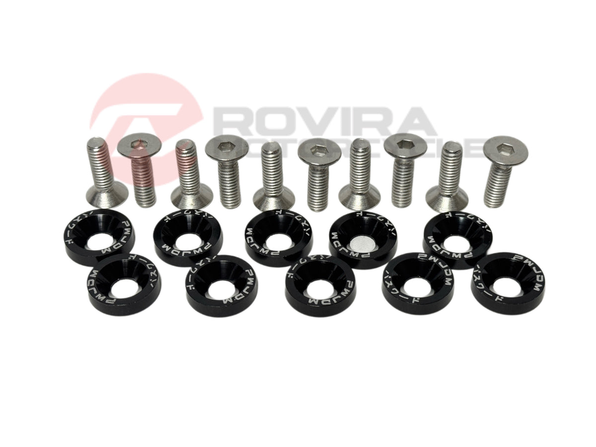 10PCS JDM Billet Aluminum Fender Bumper Washer Bolt Engine Bay Dress Up