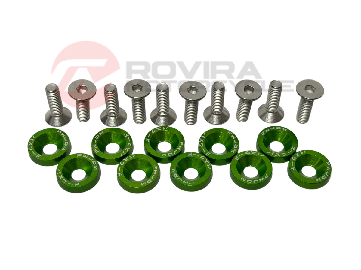 10PCS JDM Billet Aluminum Fender Bumper Washer Bolt Engine Bay Dress Up