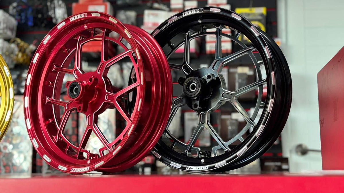 CODE 6 CNC FORGED WHEELS RED FOR VENTO 150