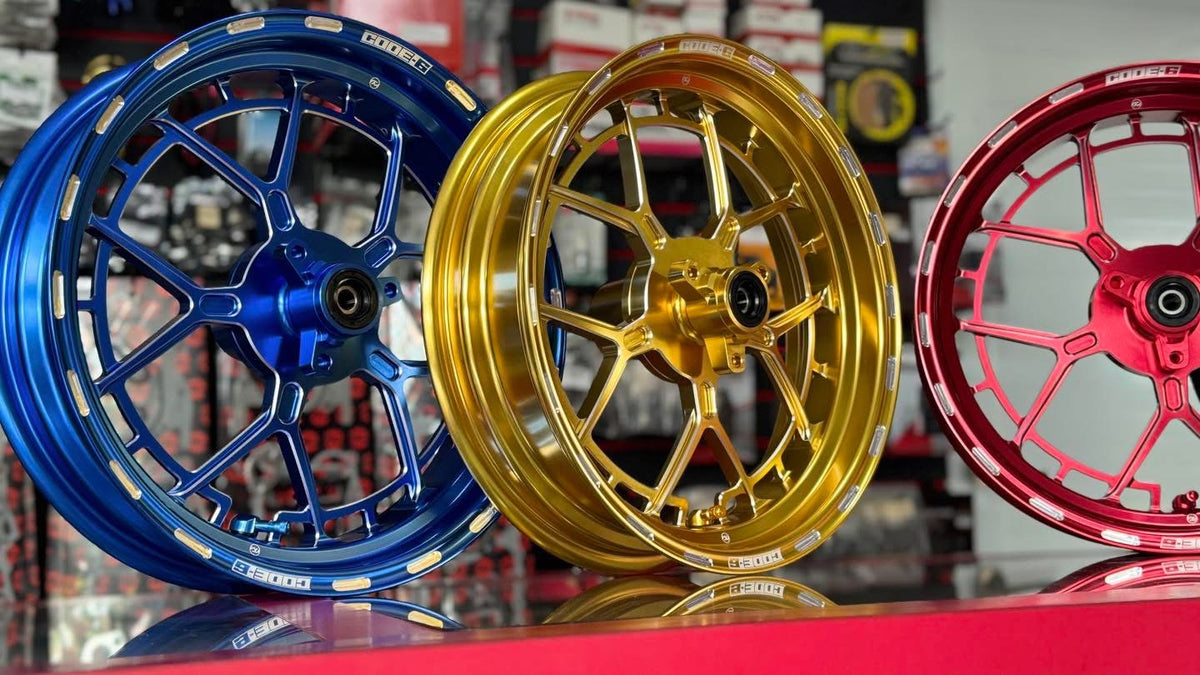 CODE 6 CNC FORGED WHEELS RED FOR VENTO 150