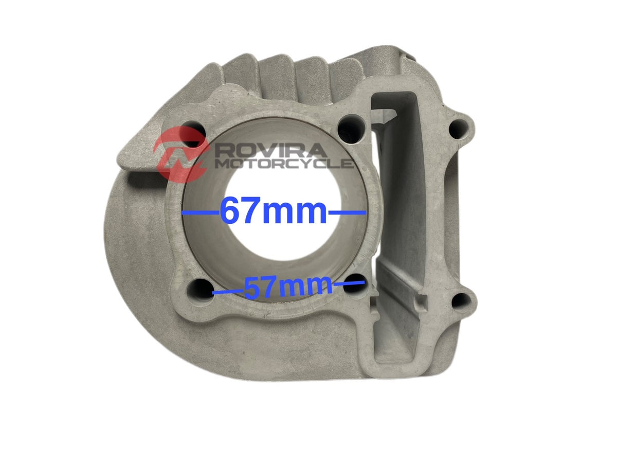 RM 67mm nikasil cylinder 2v or 4v 57mm spacing (choose one) for +10.5 to +14 crankshaft