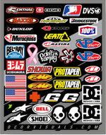 D-COR HELMET LOGOS DECAL SHEET 9.5"X12"