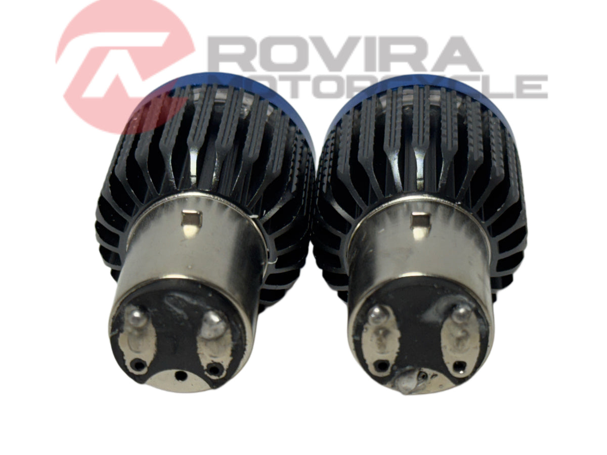 BA20D H6 (2) LED Bulb Hi/Low Light Motorcycle Moped ATV Headlight 12V White