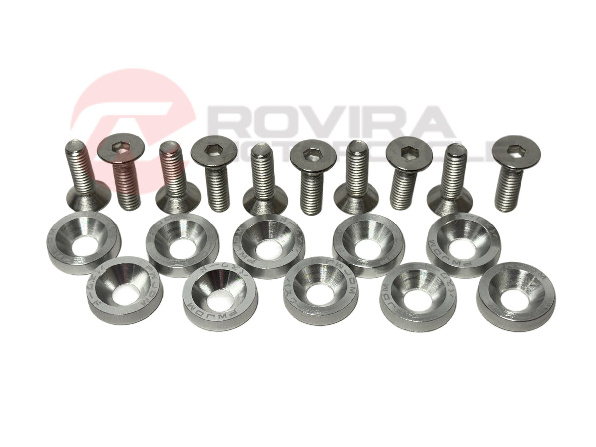 10PCS JDM Billet Aluminum Fender Bumper Washer Bolt Engine Bay Dress Up