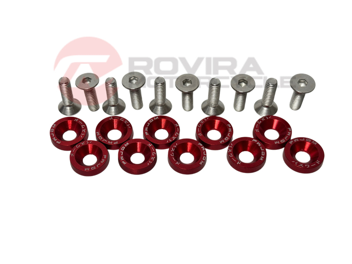 10PCS JDM Billet Aluminum Fender Bumper Washer Bolt Engine Bay Dress Up