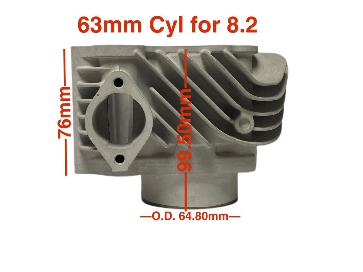 RM 63mm nikasil cylinder 2v or 4v 54mm spacing (choose one) for +8.2 crankshaft